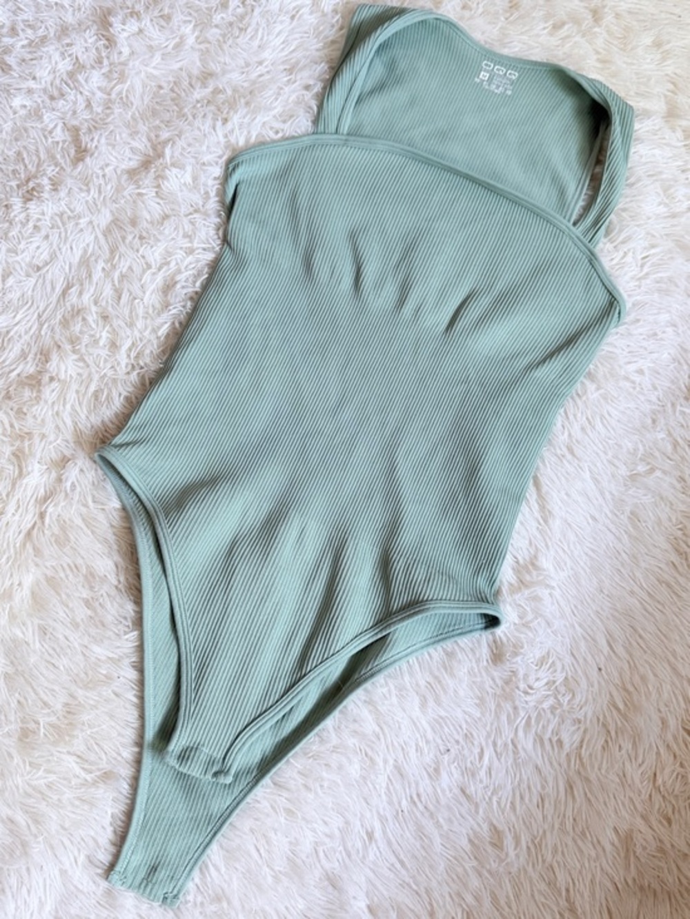 OQQ Ribbed Bodysuit in Sage Green